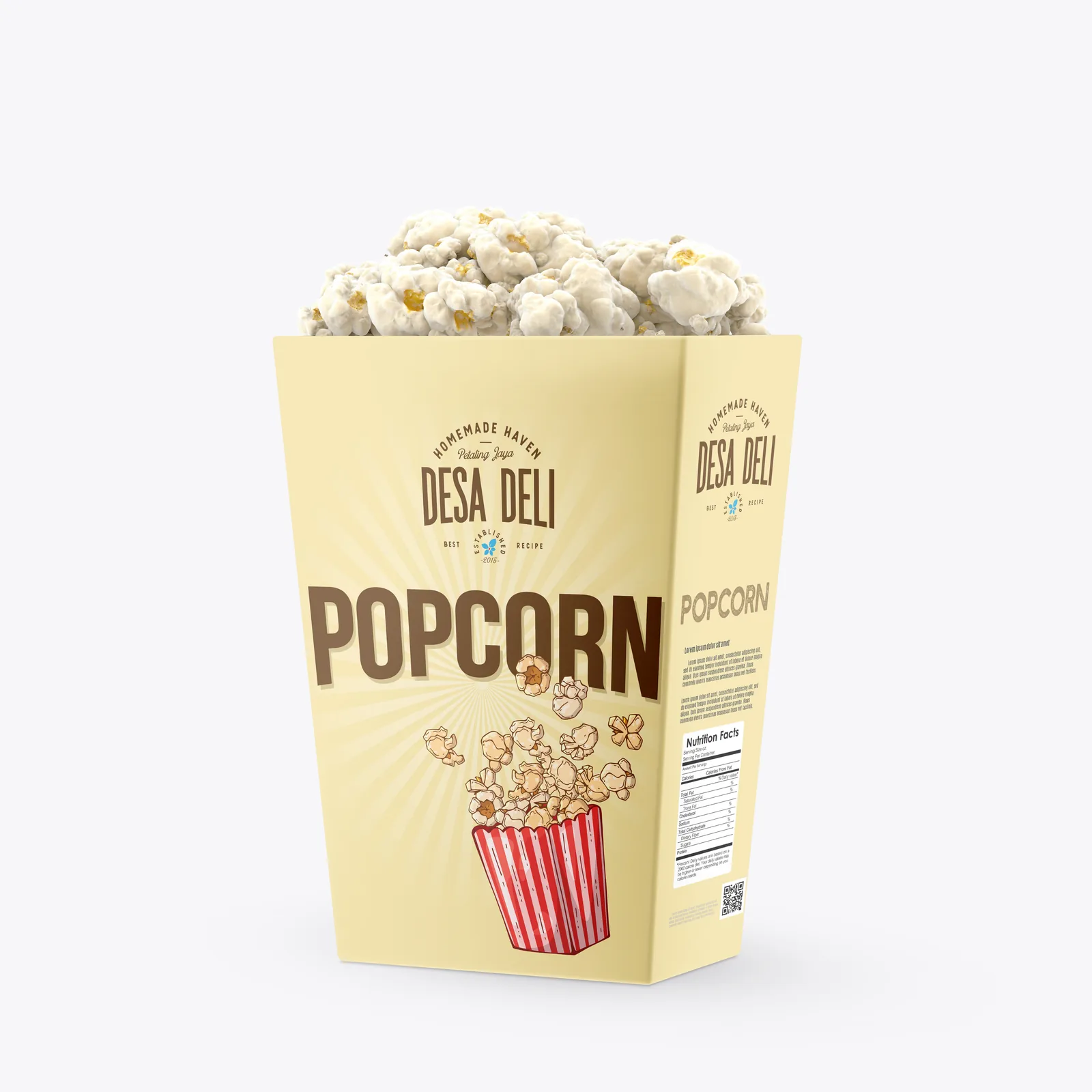 Desa Deli popcorn box design