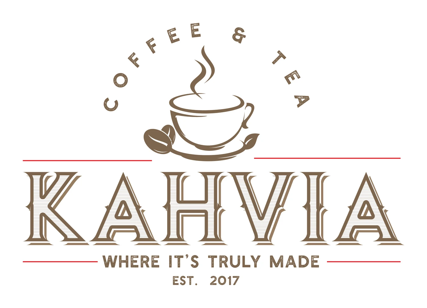 Kahvia colour logo in brown with red rules