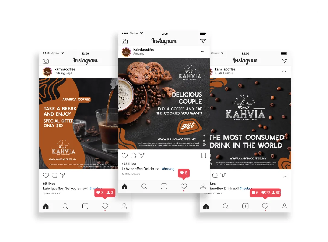 Three Kahvia Instagram post designs