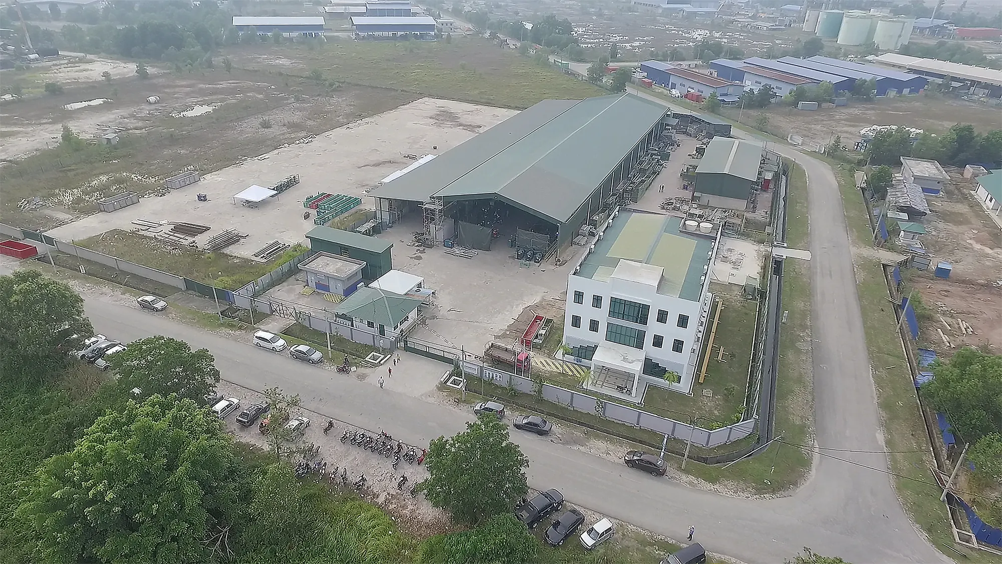 Aerial view of the PESB facility and surrounding industrial area