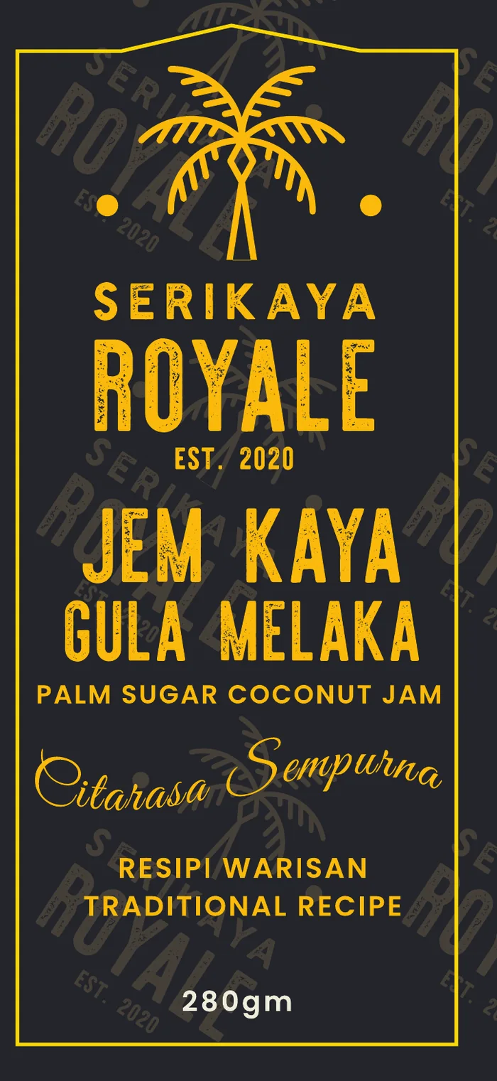 Seri Kaya Royale front label panel with palm symbol and ROYALE wordmark